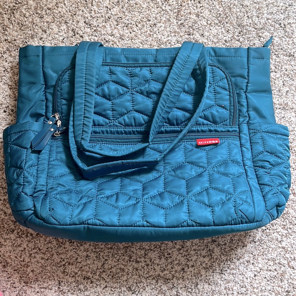Skip hop teal diaper bag + changing pad